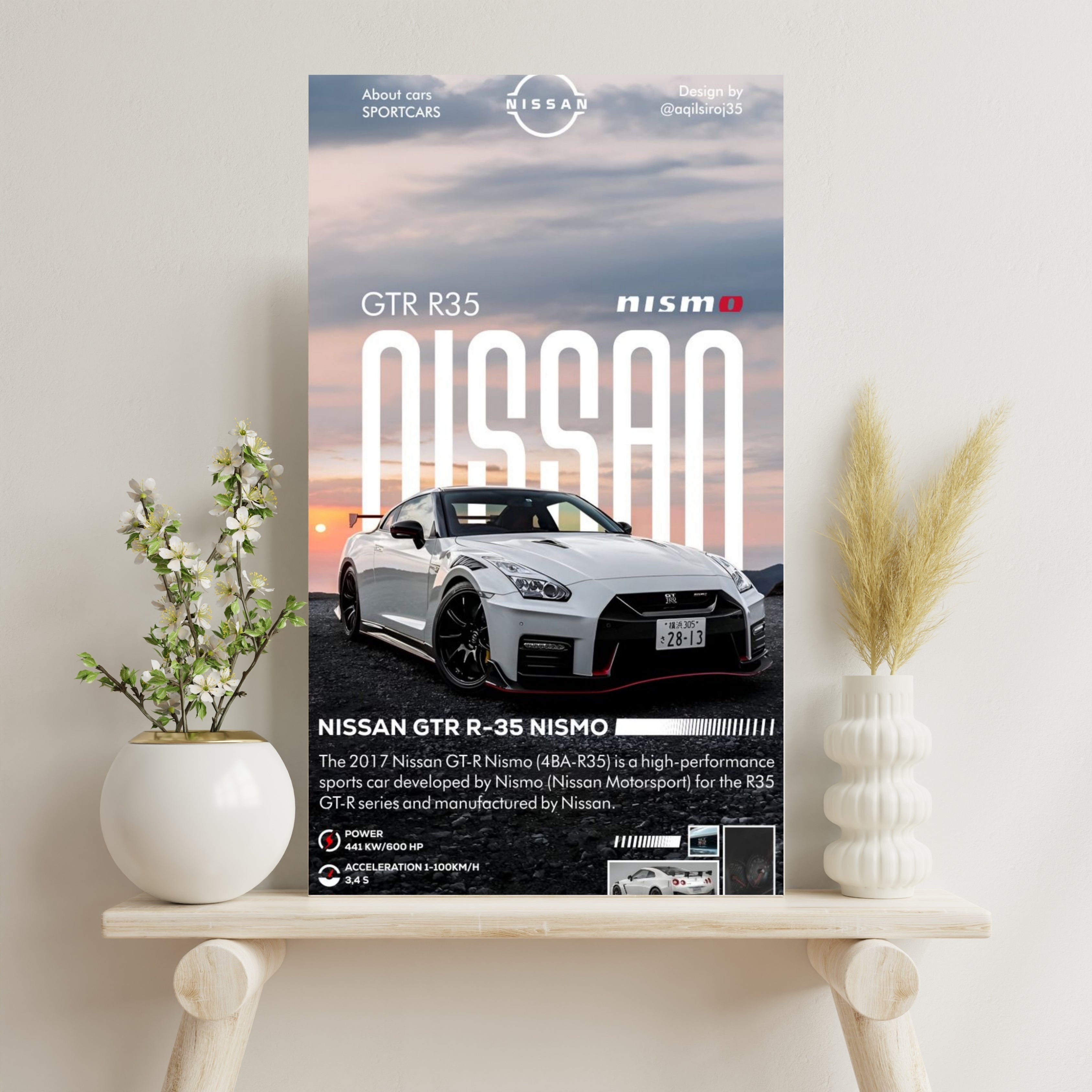 NISSAN GTR35 |  Poster Frames HD Metal Print | (12 * 8 inch)